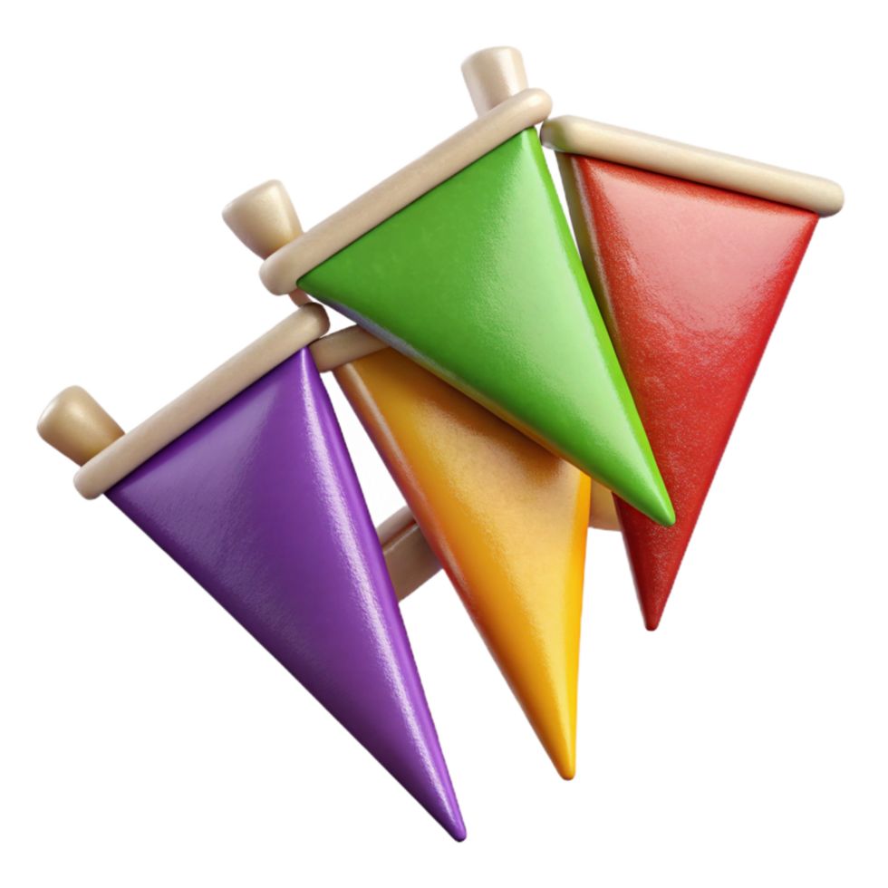 dramatic modern Festival Bunting Colorful Triangular Flags Element Cutout exclusive png