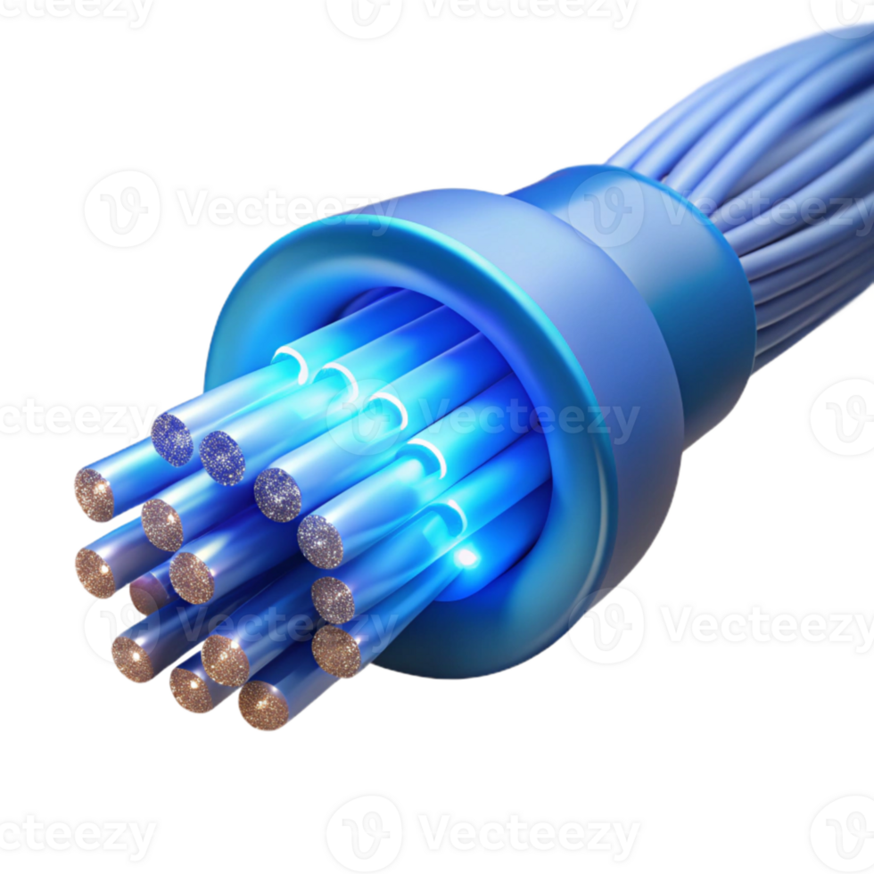 vibrant classic Fiber Optic Cable Entanglement Effect Blue Light Isolated exclusive png