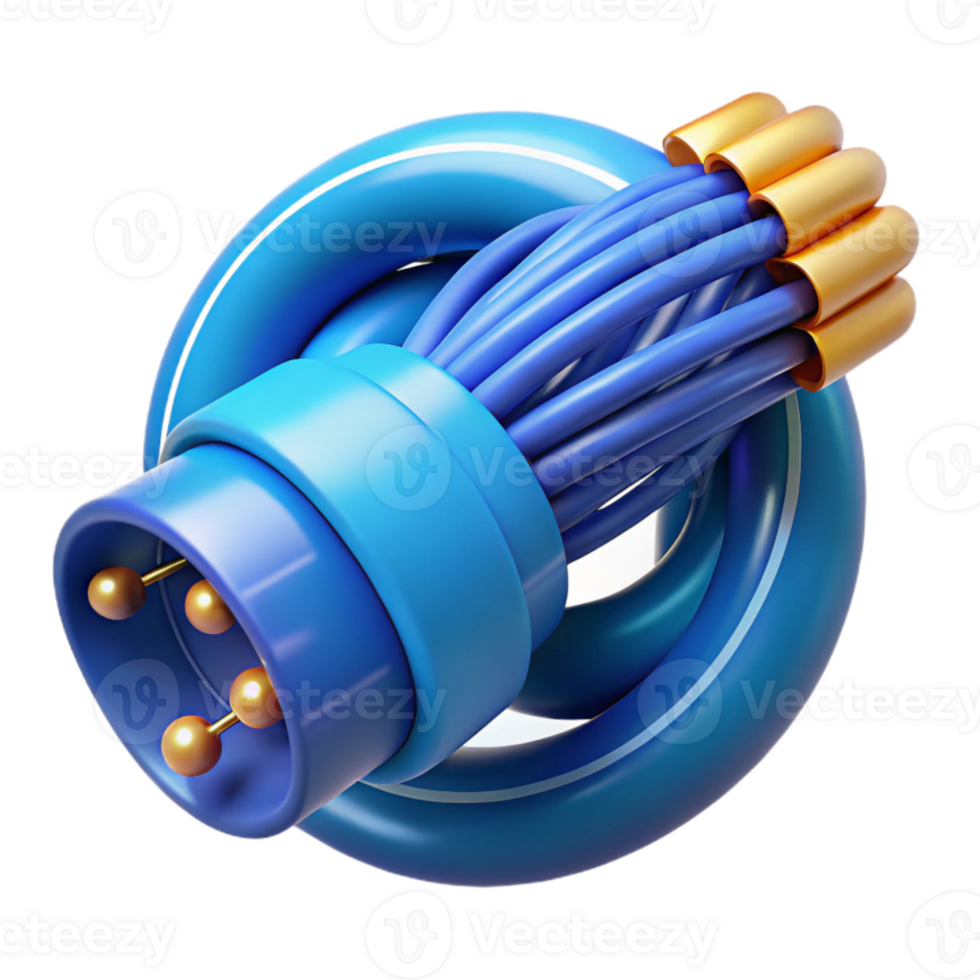 extraordinary creative Fiber Optic Cable Entanglement Effect Blue Light Isolated original png
