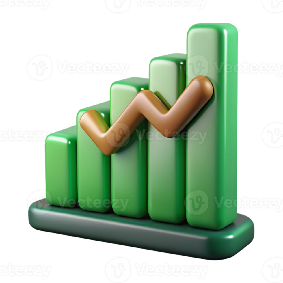 wonderful traditional Financial Data Chart Isolated with Green Upward Trend detailed png