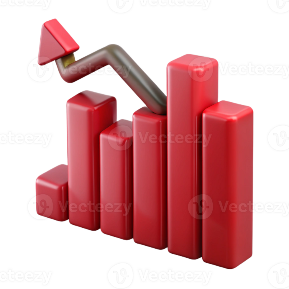 magnificent rustic Financial Data Graph Isolated with Red Downward Trend png
