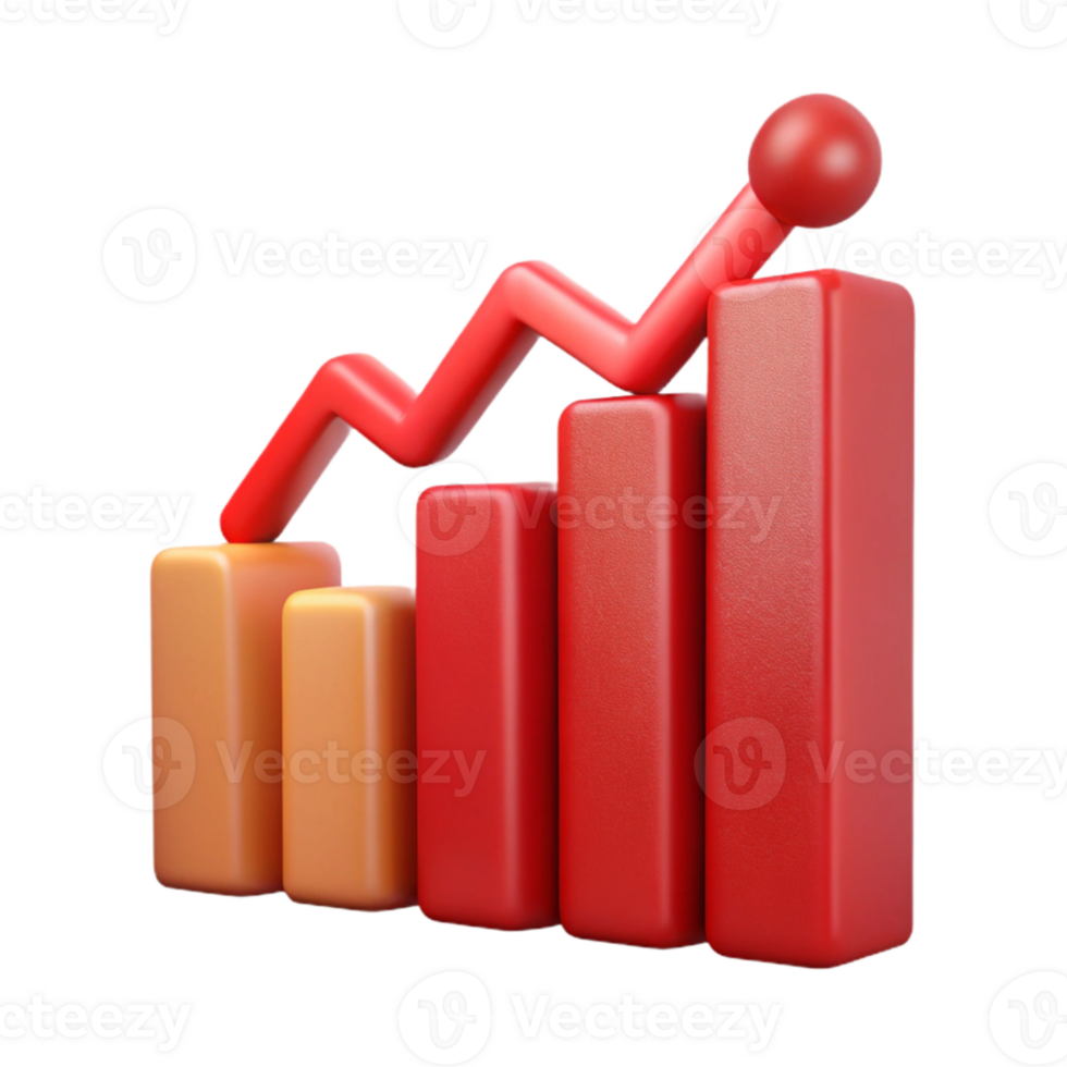 serene vintage Financial Data Graph Isolated with Red Downward Trend png