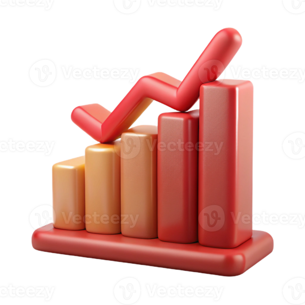 extraordinary modern Financial Data Graph Isolated with Red Downward Trend exclusive png