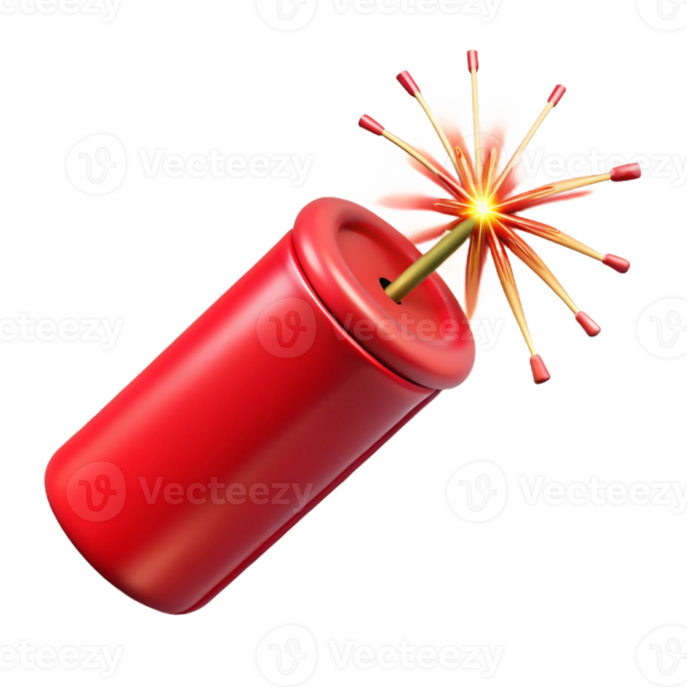 dramatic vintage Firecracker Exploding Sparkling Red Isolated original png