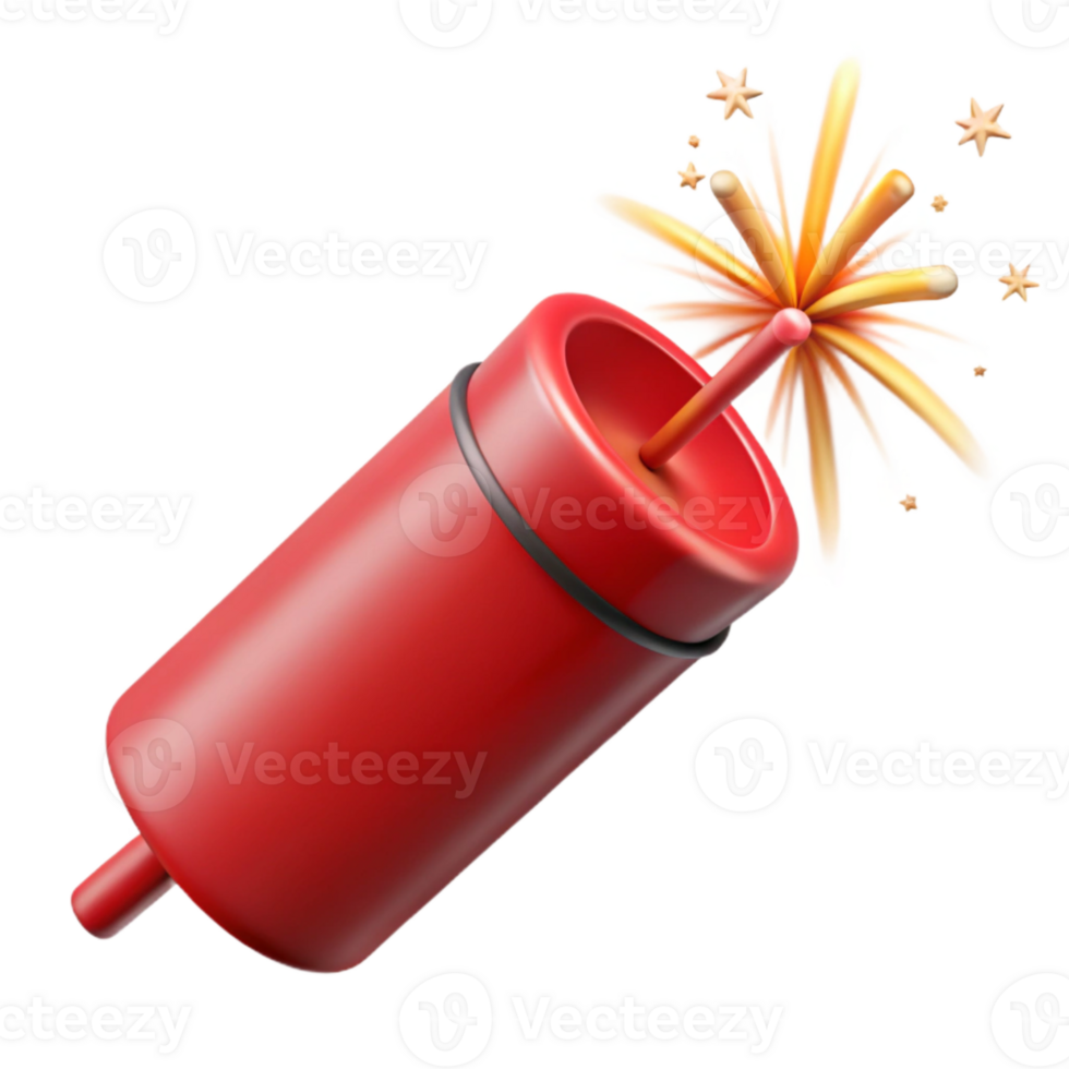 dramatic traditional Firecracker Exploding Sparkling Red Isolated authentic png