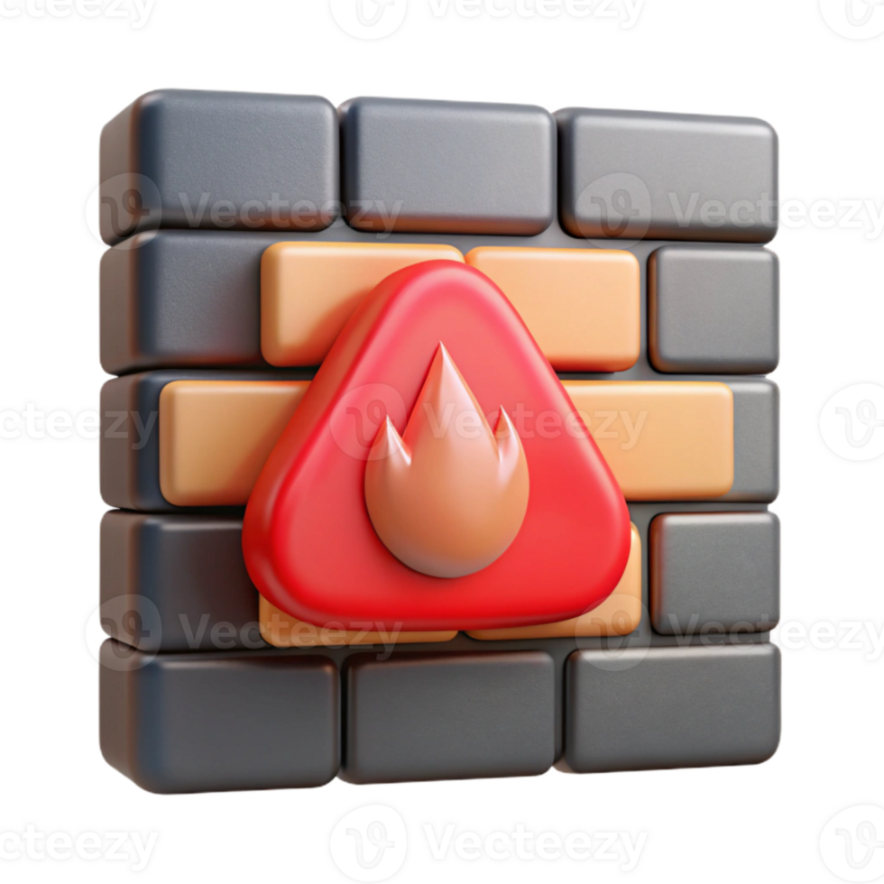 stunning classic Firewall Icon with Red Warning Symbol Isolated premium png