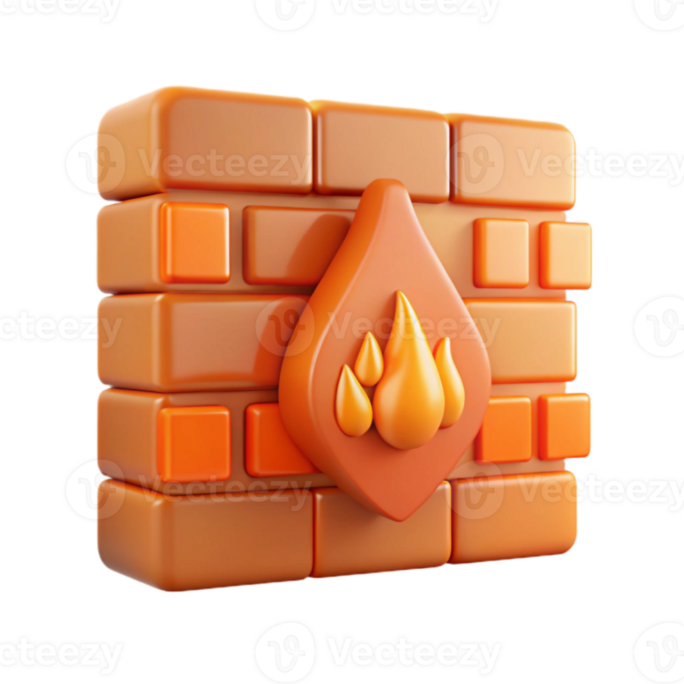 dramatic artistic Firewall Symbol with Digital Code Orange Isolated Element genuine png