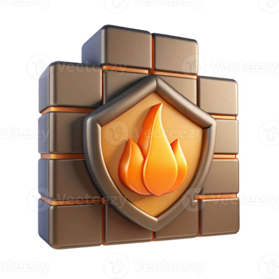 elegant abstract Firewall Symbol with Flames Isolated Cutout authentic png