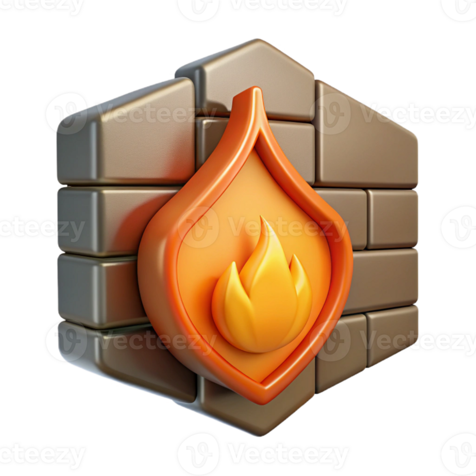 magnificent artistic Firewall Symbol with Flames Isolated Cutout premium png