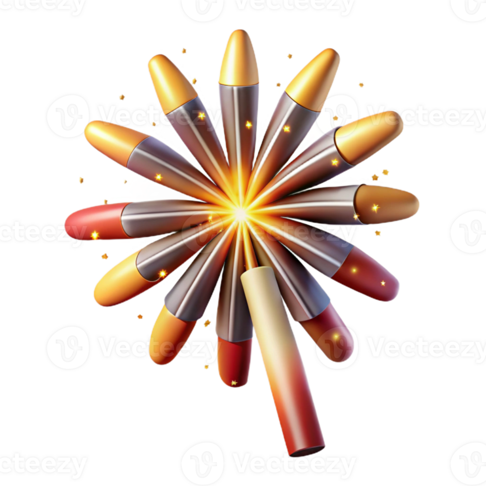 extraordinary creative Fireworks Display Cutout with Sparkling Bursts Isolated original png