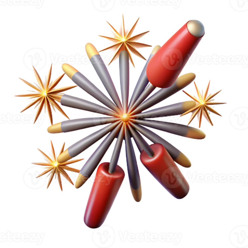 elegant rustic Fireworks Display Cutout with Sparkling Bursts Isolated high resolution png