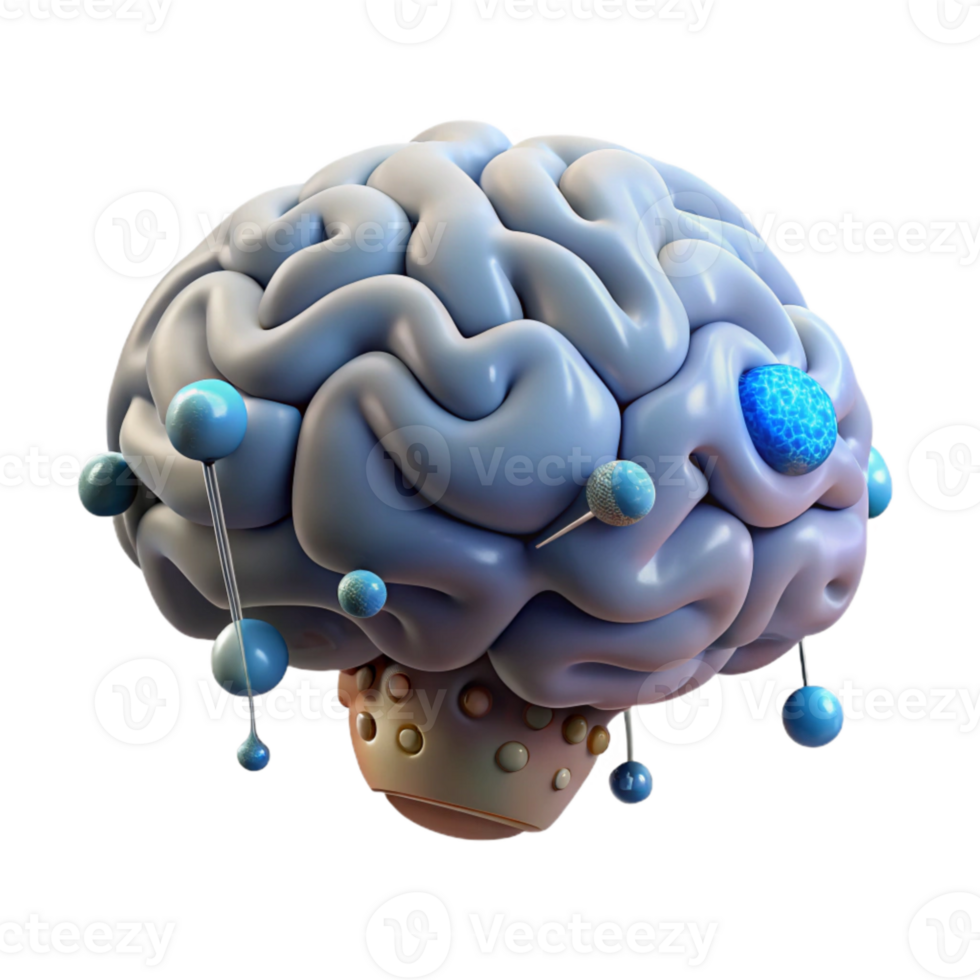 dramatic rustic Floating Brain in Cyberspace Cutout high quality png
