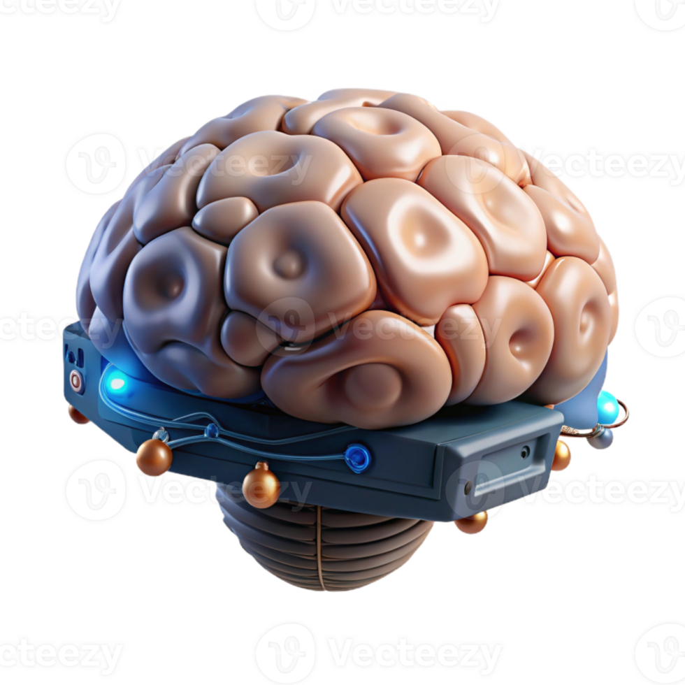 magnificent artistic Floating Brain in Cyberspace Cutout high resolution png