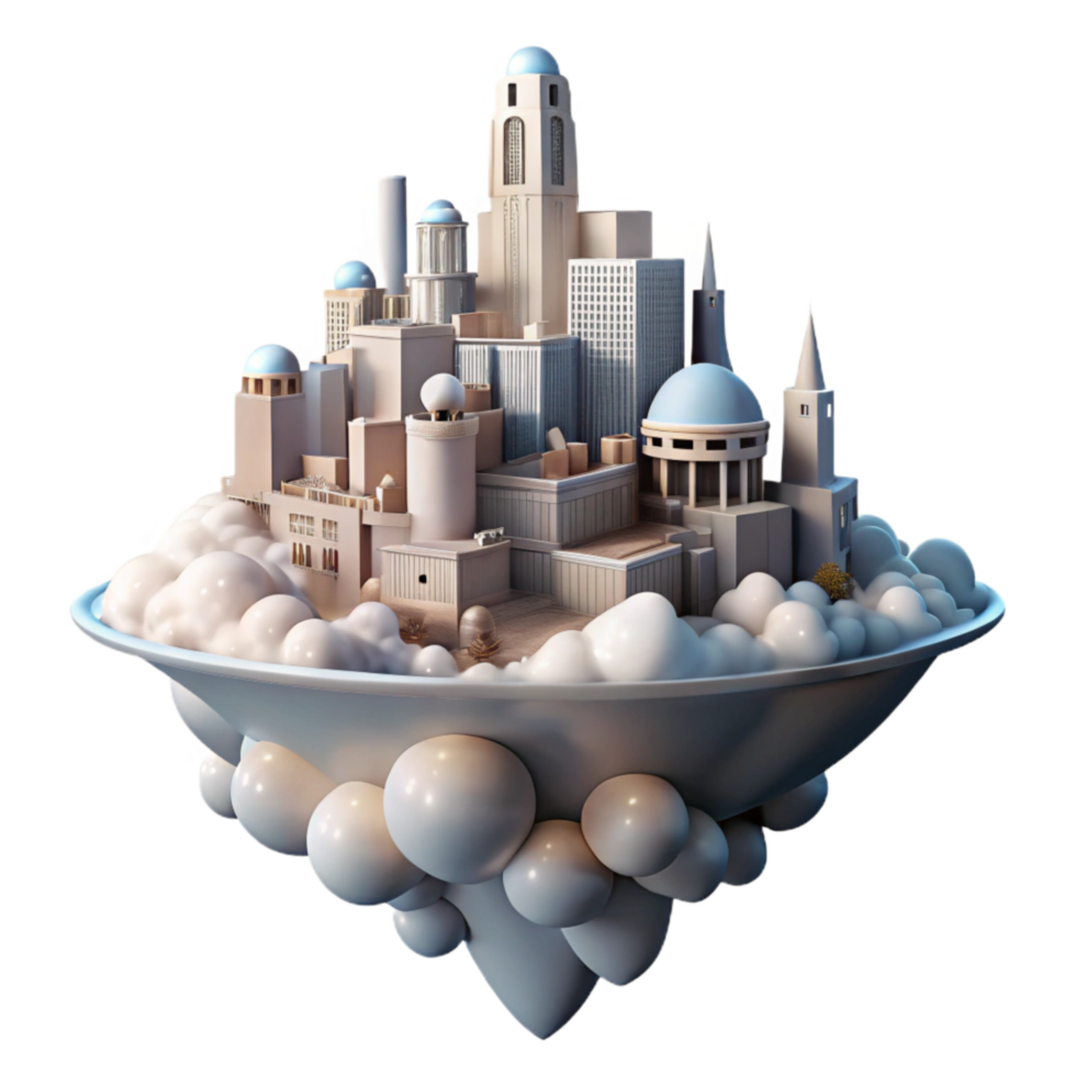 magnificent rustic Floating City in Cloudscape Transparent Background premium png