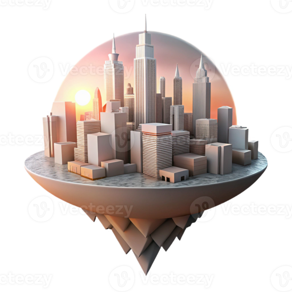 stunning traditional Floating Cityscape Isolated with Night Lighting exclusive png
