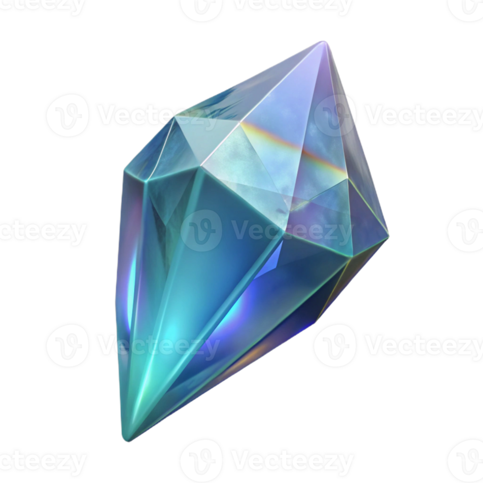 vibrant abstract Floating Crystal Isolated with Light Refraction detailed png