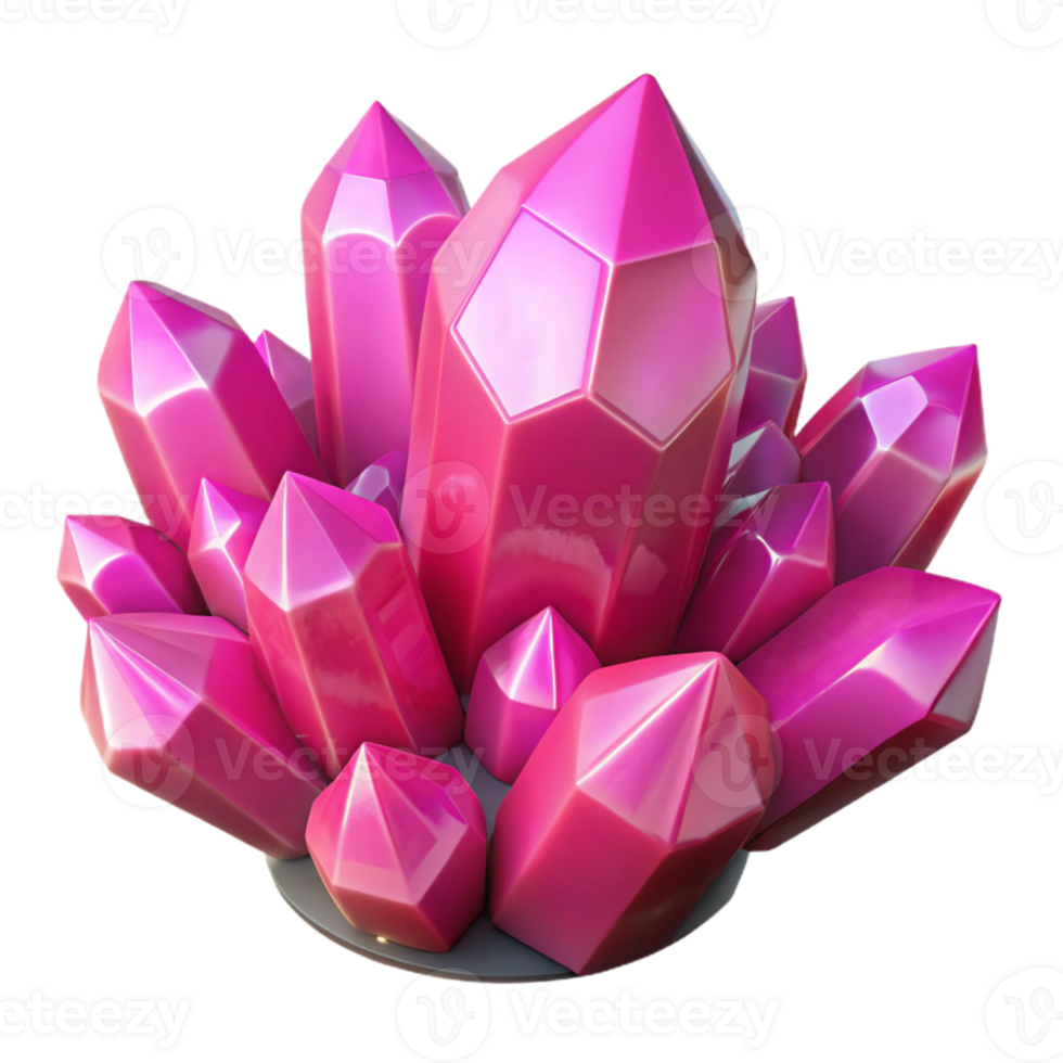 elegant abstract Floating Crystals Glowing Pink Isolated png