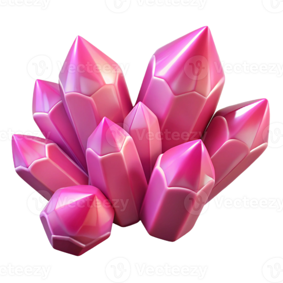 vibrant modern Floating Crystals Glowing Pink Isolated premium png