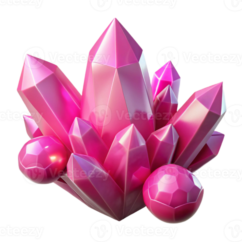 beautiful classic Floating Crystals Glowing Pink Isolated premium png