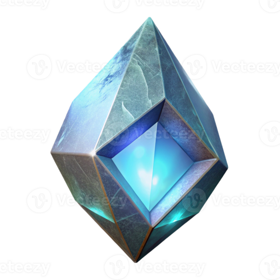 elegant traditional Floating Crystal with Glowing Core Isolated detailed png