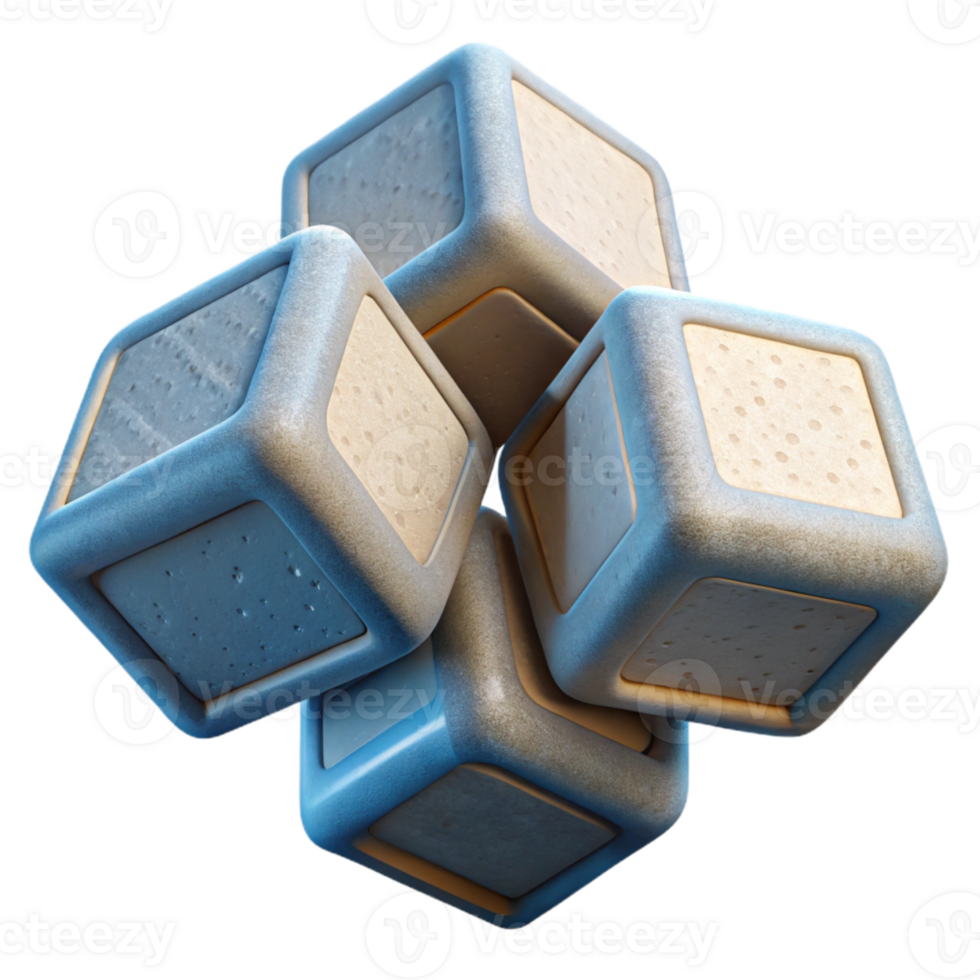 wonderful vintage Floating Cubes Transparent Background Isometric View professional png