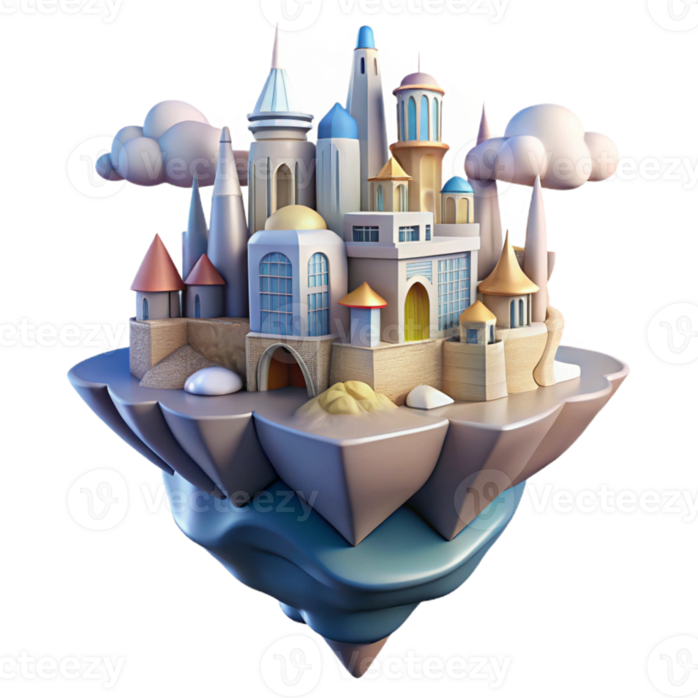serene rustic Floating Dream City Cutout Transparent Background exclusive png