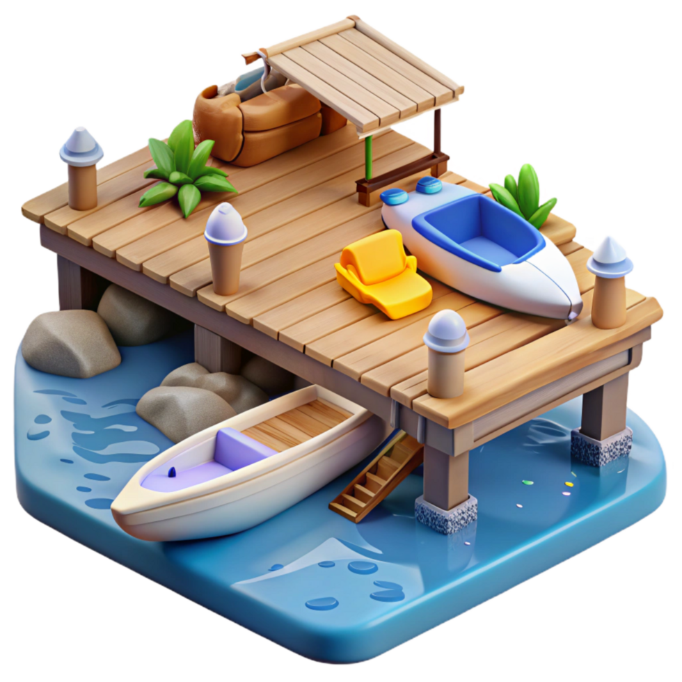 elegant vintage Floating Dock with Boats and Jet Skis Cutout premium png