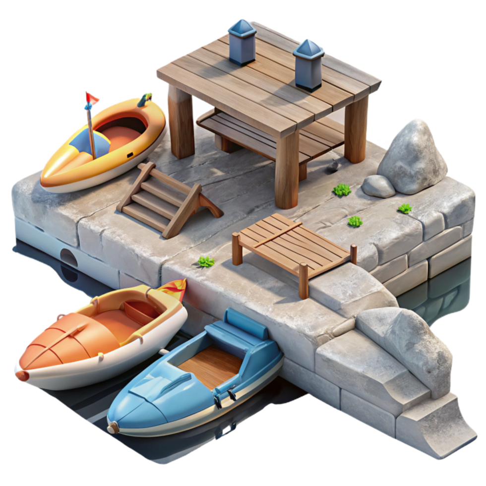 magnificent minimalist Floating Dock with Boats and Jet Skis Cutout detailed png