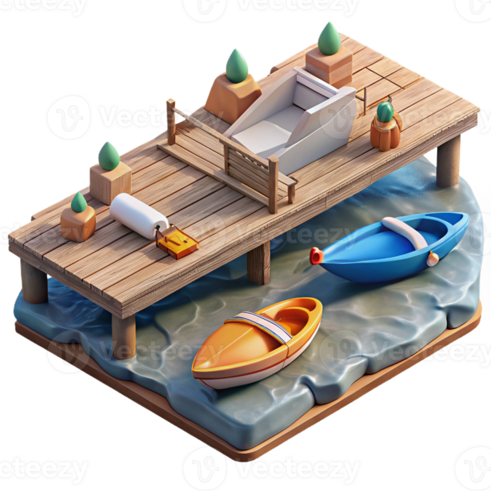 stunning vintage Floating Dock with Boats and Jet Skis Cutout png