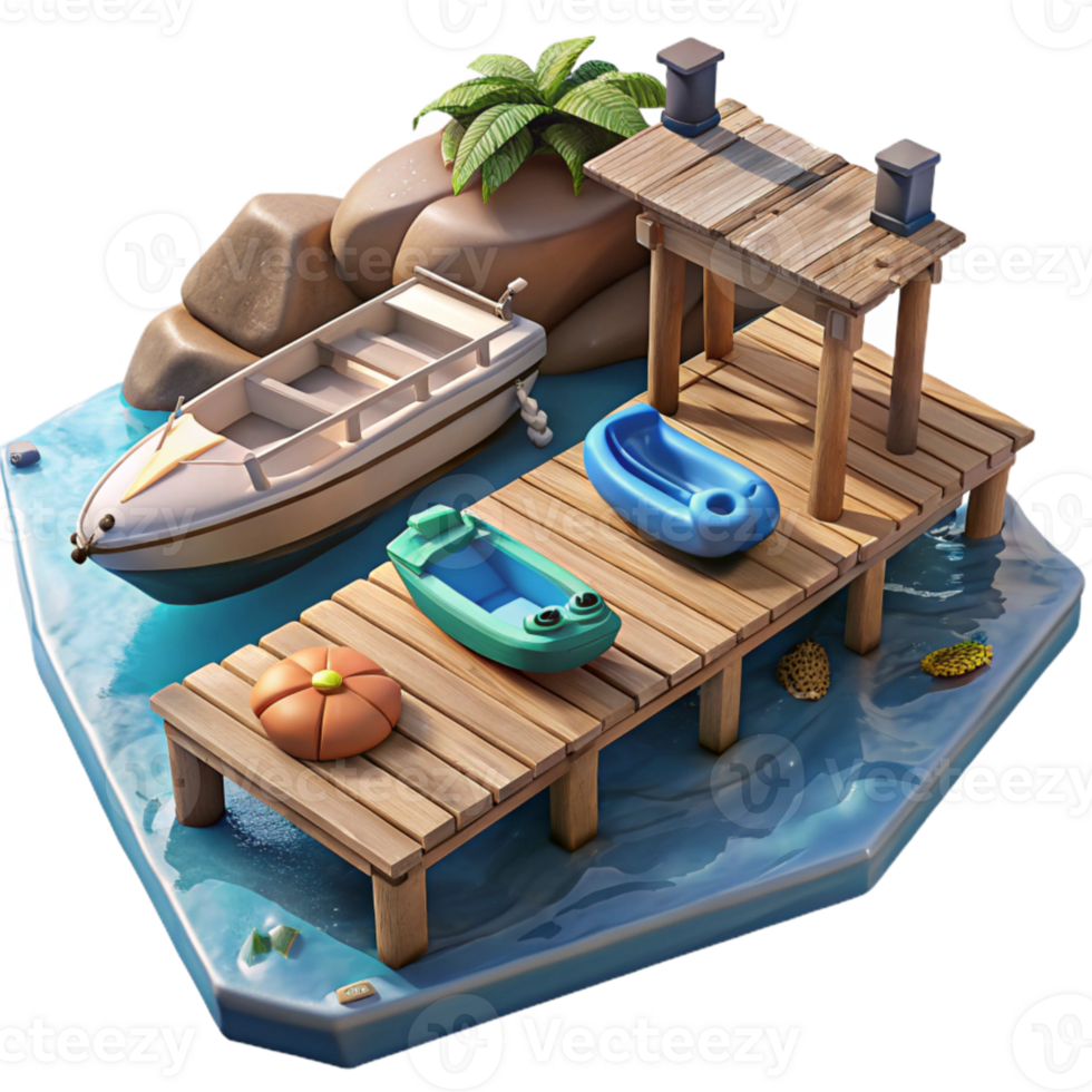elegant artistic Floating Dock with Boats and Jet Skis Cutout premium png