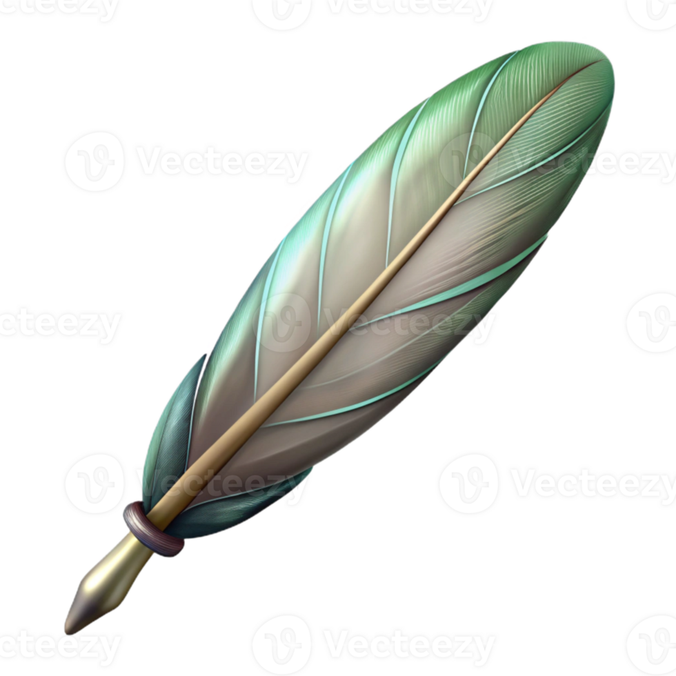 serene modern Floating Feather Pen Isolated on Transparent Background high quality png