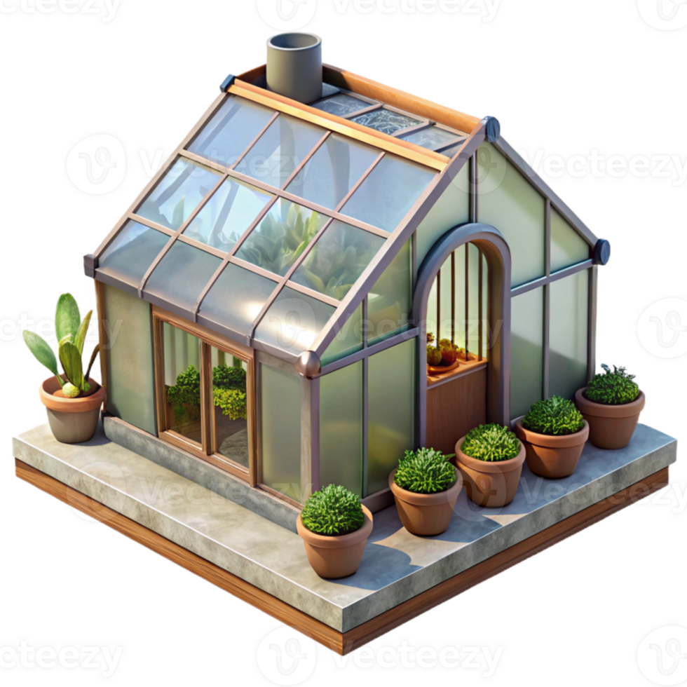 impressive creative Floating Greenhouse with Hydroponic System Isolated high resolution png