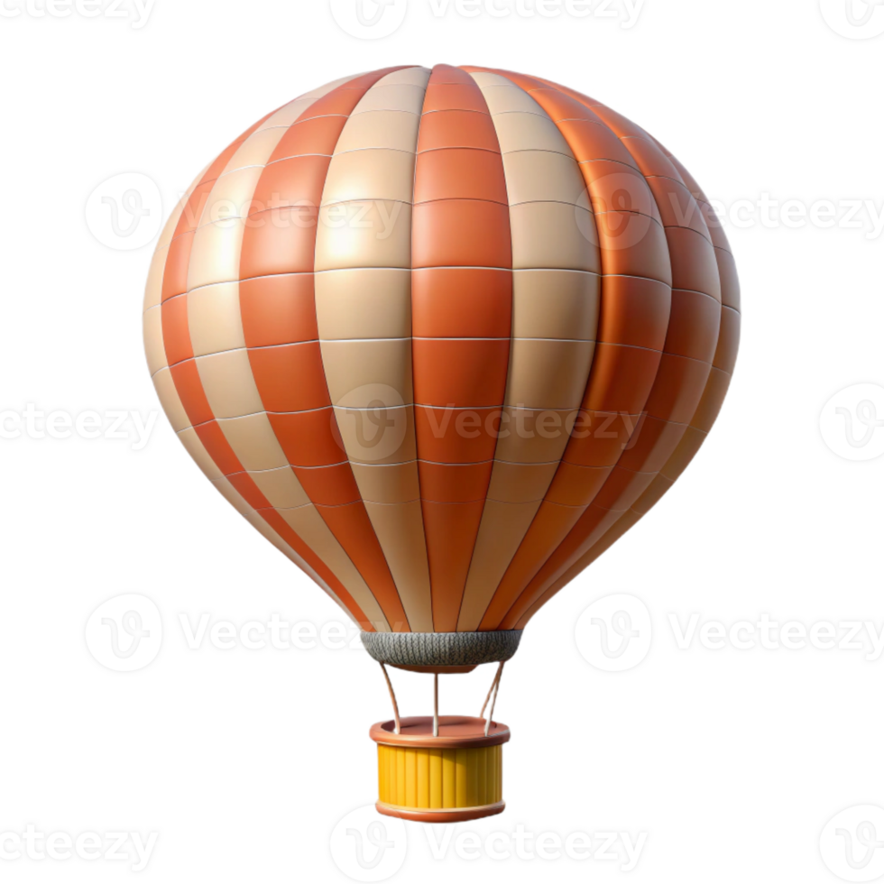 impressive classic Floating Hot Air Balloon Cutout with Colorful Stripes Isolated premium png