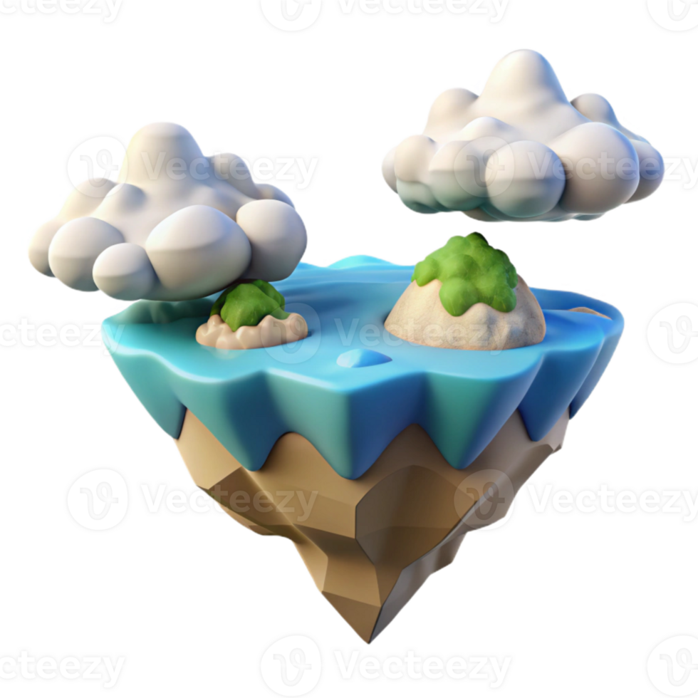 serene classic Floating Island Cutout with Tropical Foliage high quality png