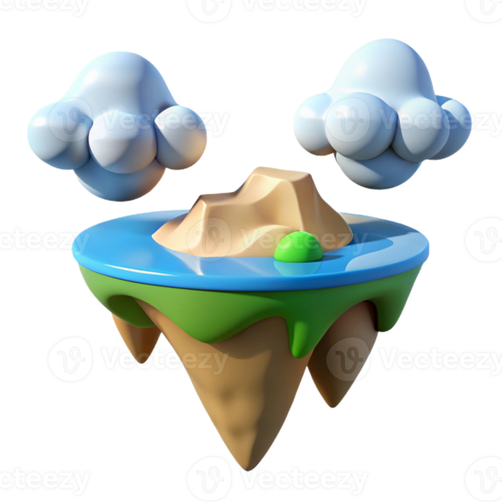 dramatic modern Floating Island Cutout with Tropical Foliage png