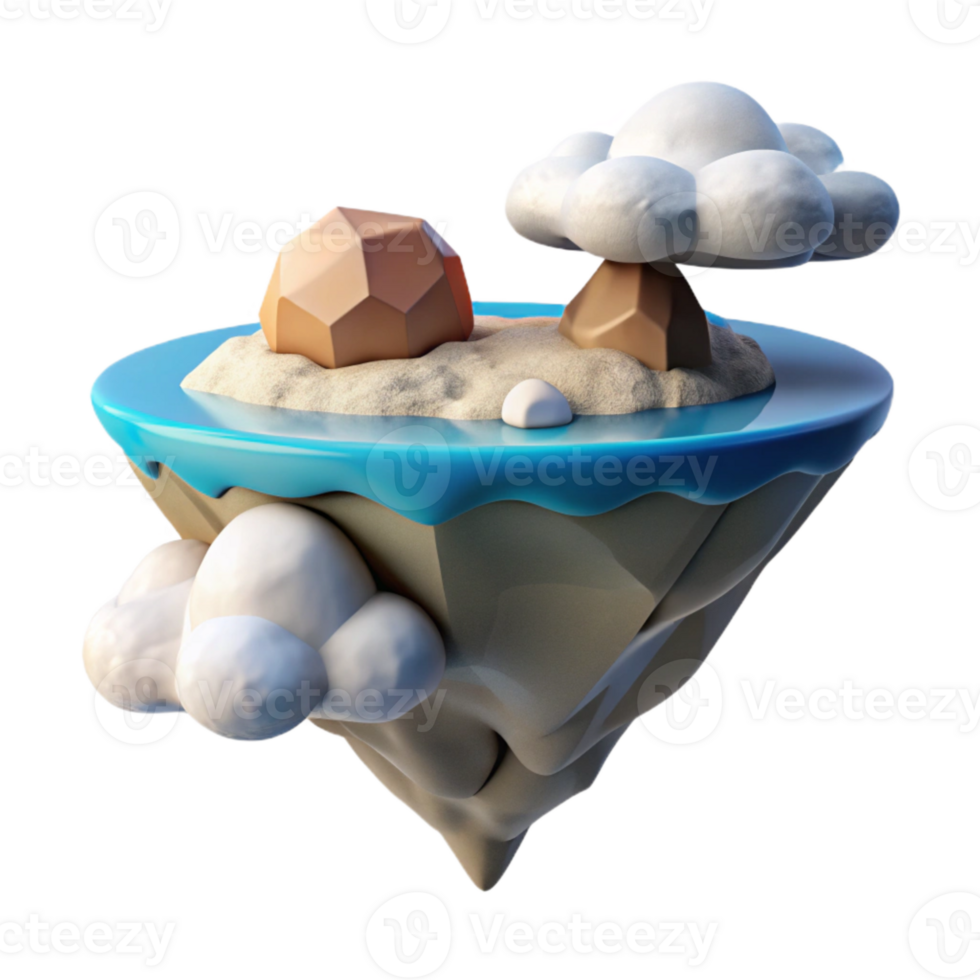 dramatic classic Floating Island Cutout with Tropical Foliage png