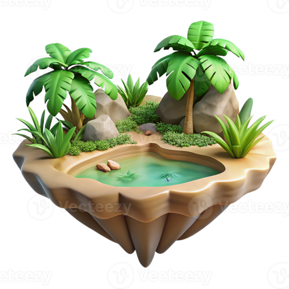 impressive contemporary Floating Island Cutout with Tropical Foliage high resolution png
