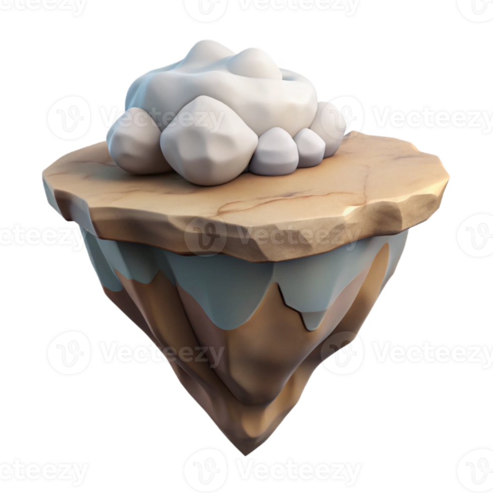 extraordinary artistic Floating Island Isolated on Transparent Background genuine png