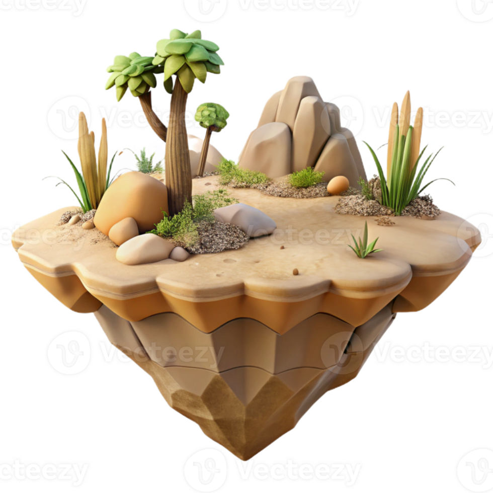 beautiful modern Floating Island Isolated with Lush Vegetation genuine png