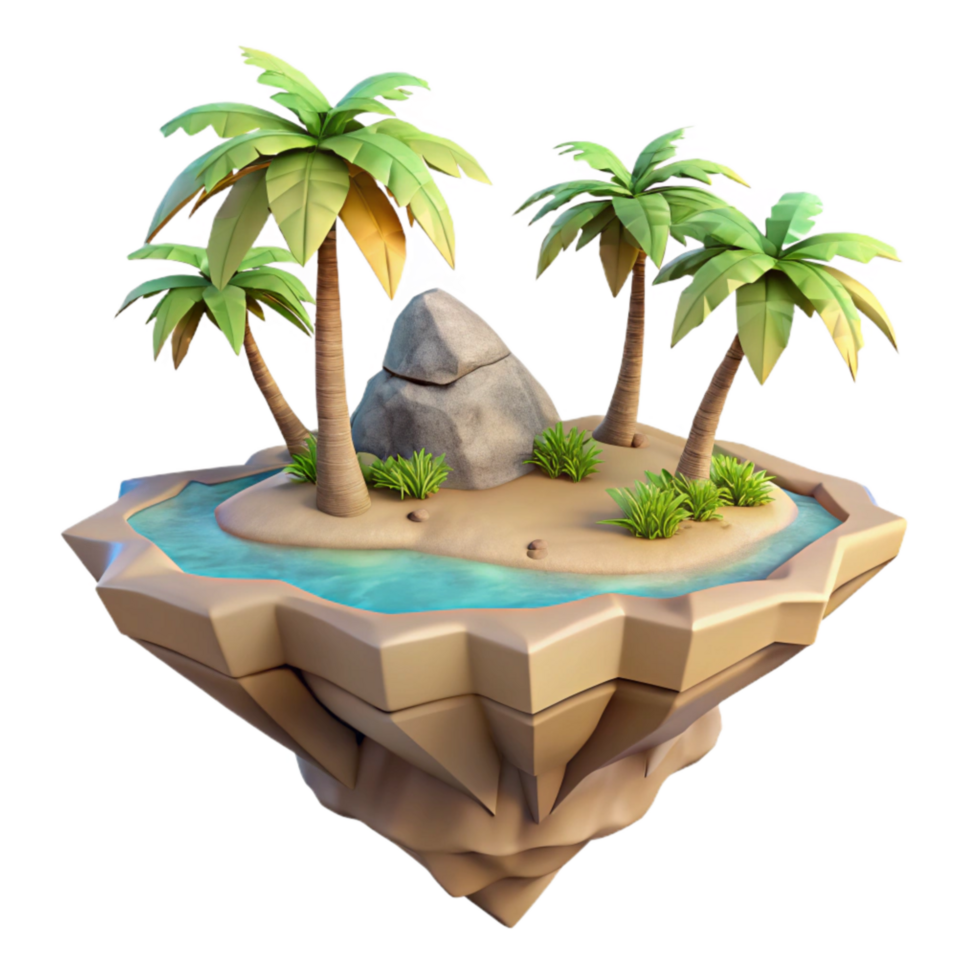 dramatic artistic Floating Island Paradise Cutout Isolated Element exclusive png