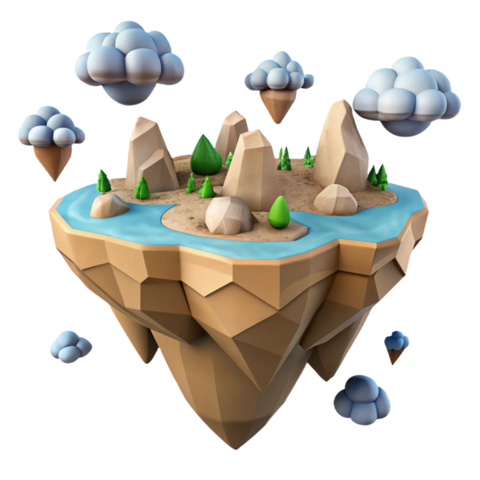 beautiful artistic Floating Islands Vr World Cutout with Soft Shadows high quality png