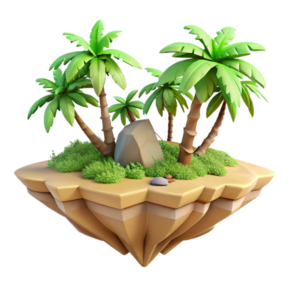 impressive abstract Floating Island with Tropical Trees Cutout Element professional png
