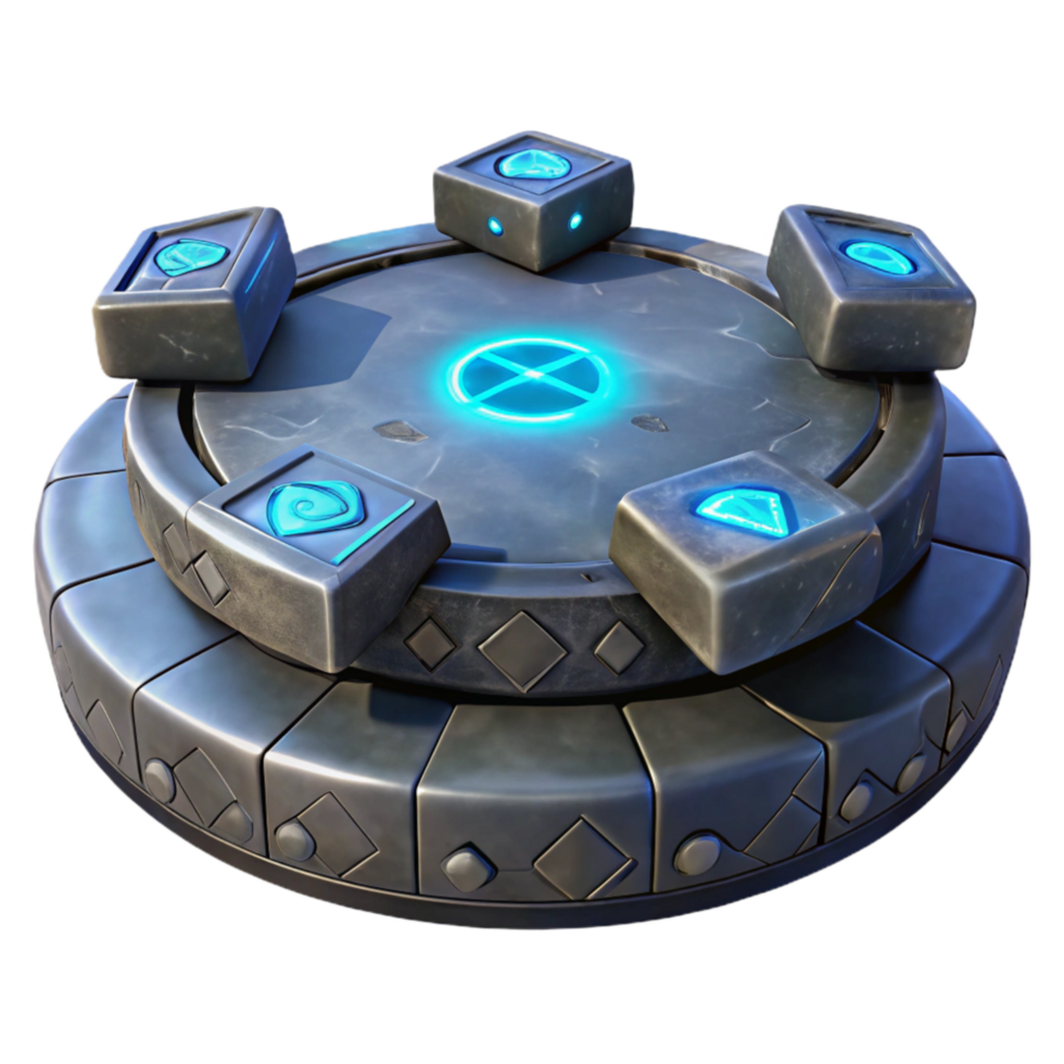 stunning modern Floating Platform with Glowing Runes Isolated Element premium png