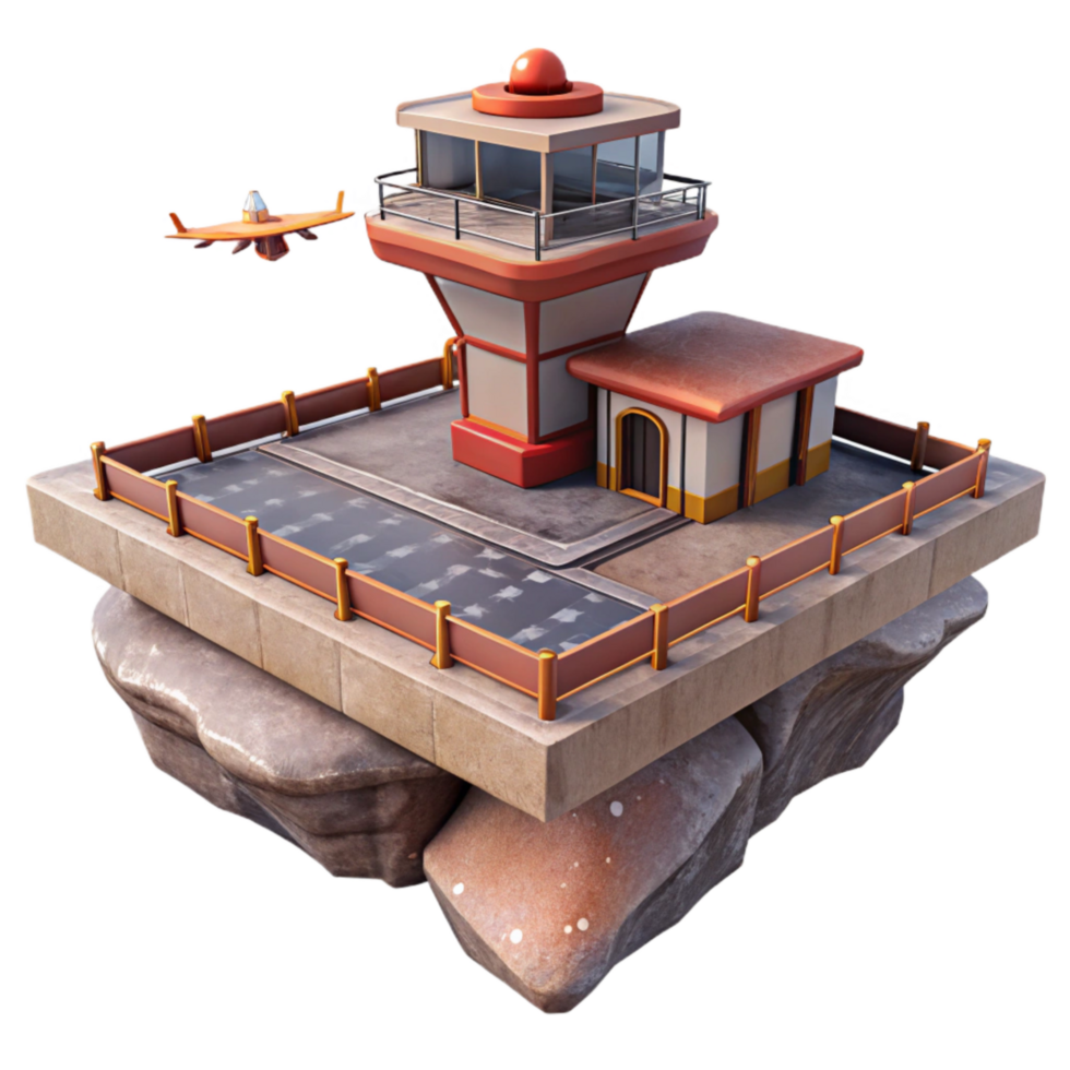 beautiful traditional Floating Platform with Helipad and Control Tower Cutout high quality png