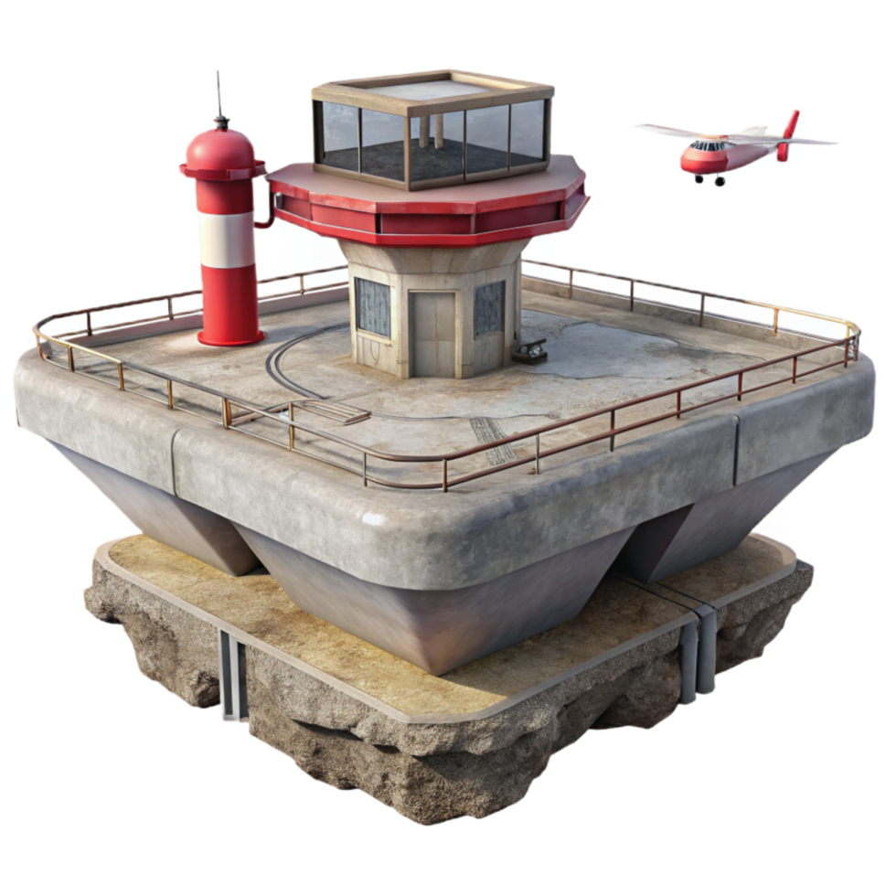 wonderful modern Floating Platform with Helipad and Control Tower Cutout premium png