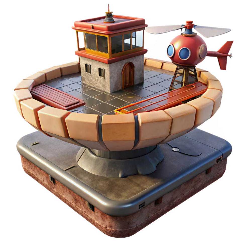 wonderful minimalist Floating Platform with Helipad and Control Tower Cutout high resolution png