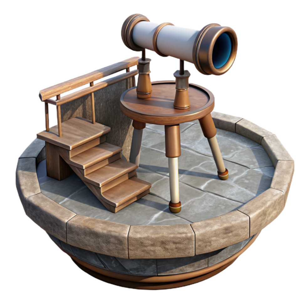 wonderful classic Floating Platform with Observation Deck and Telescope Cutout authentic png