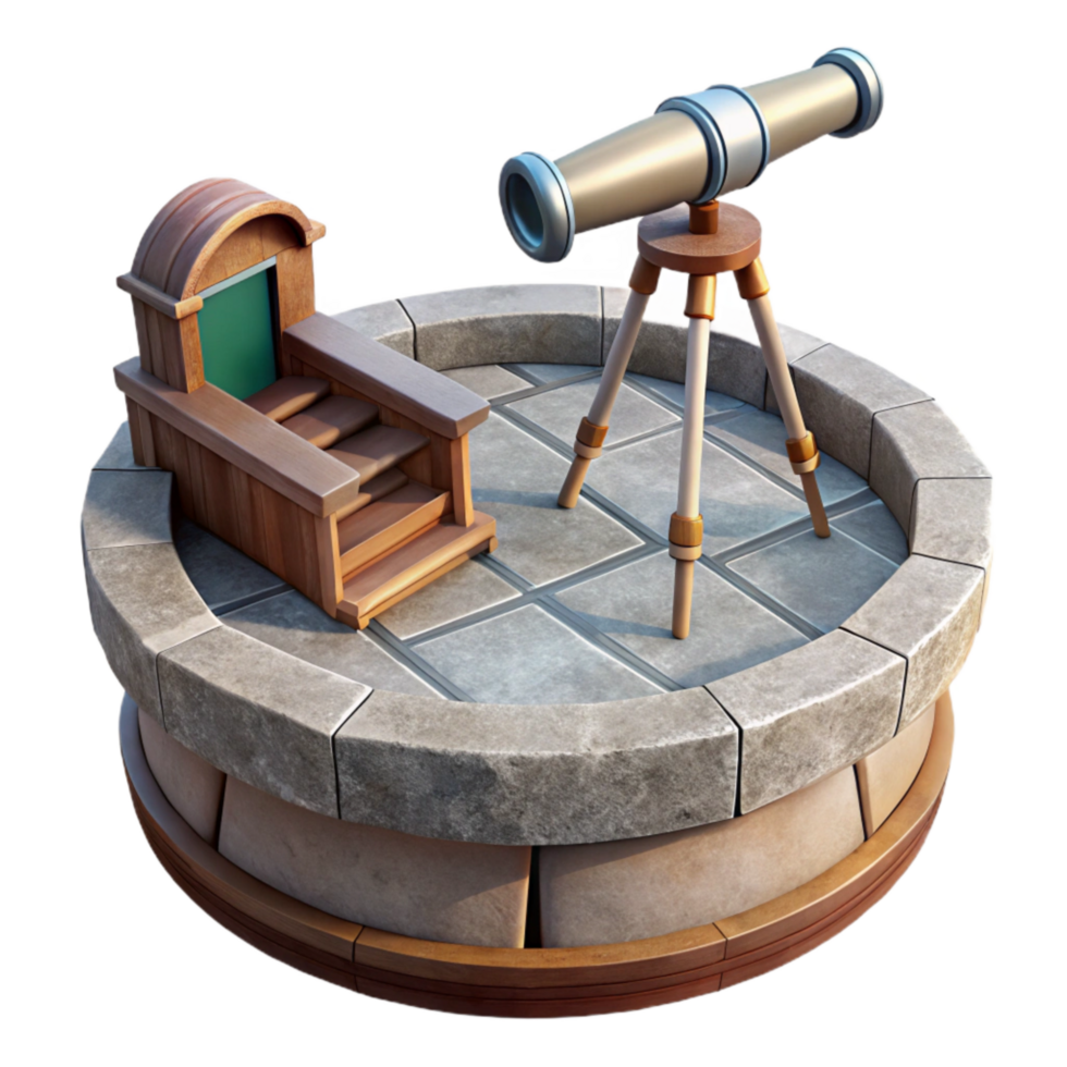 stunning creative Floating Platform with Observation Deck and Telescope Cutout png