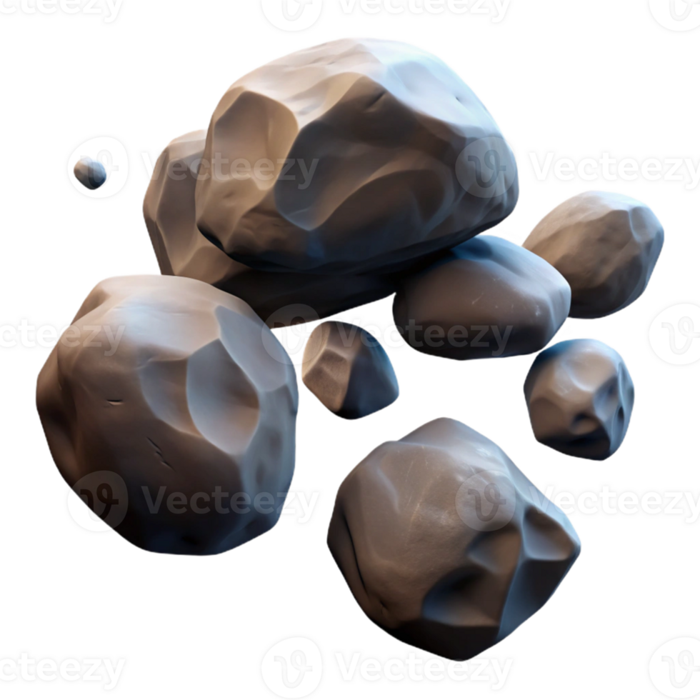 beautiful minimalist Floating Rocks Isolated with Shadow Detail png