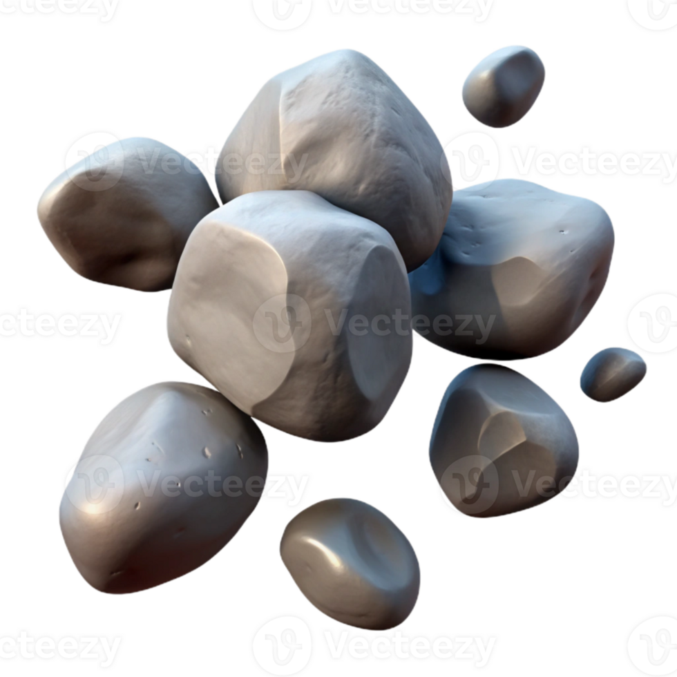 magnificent rustic Floating Rocks Isolated with Shadow Detail genuine png